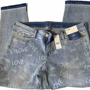 NY&Co Woman jeans 👖 Sz 6 Love Pattern High waist Straight leg Boyfriend style